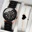 Relógio Glamour com Pulseira Coração