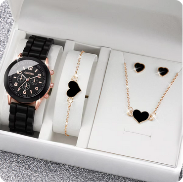 Relógio Glamour com Pulseira Coração